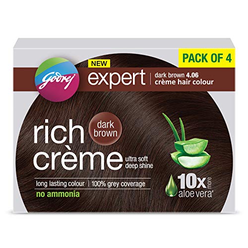 Godrej Expert Rich Crème Hair Colour Shade 4.06 DARK BROWN, Pack of 4