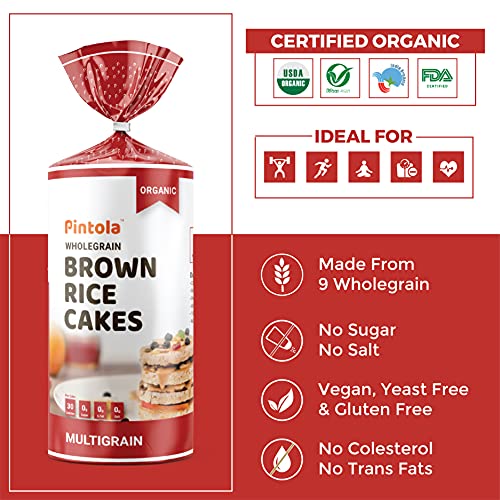 Pintola Organic Wholegrain Brown Rice Cakes Combo Pack (All Natural) (Multigrain and Unsalted)