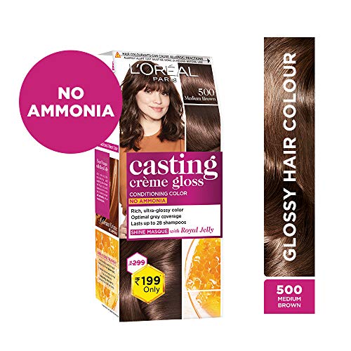 L'Oreal Paris Casting Crème Gloss Hair Colour - Small Pack, 500 Medium Brown, 45g