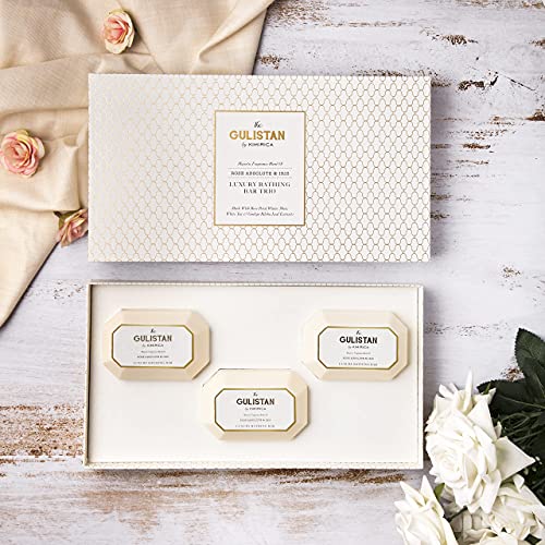 Kimirica The Gulistan Bathing Soap Bar Trio Luxury Gift Box, (3 x 85g) Handcrafted soaps set for all skin types