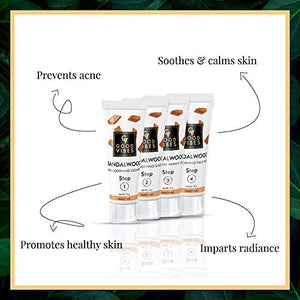 Good Vibes Sandalwood Skin Soothing Facial Kit - 4 Step Skin Care Includes Cleanser, Scrub, Cream and Pack - 10 g each - Cruelty Free