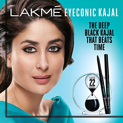 Lakmé Eyeconic Kajal Twin Pack, Smudge Proof, Water Proof, Lasts Upto 22 Hours, 0.35 g + 0.35 g}