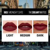 Maybelline New York Color Sensational Creamy Matte Lipstick, 903 Midnight Date, 3.9g