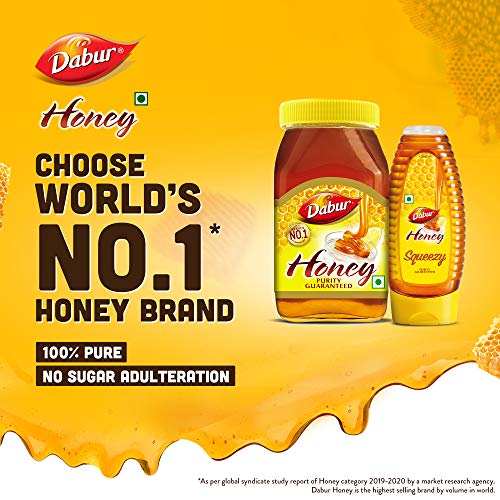 Dabur Honey :100% Pure World's  No.1 Honey Brand with No Sugar Adulteration , Squeezy Pack - 400g (Buy 1 Get 1 Free)