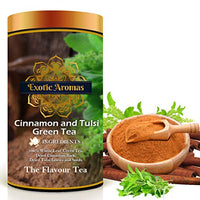 Exotic Aromas Cinnamon and Tulsi Green Tea (200 G, serves 100 cups), 100 % Whole Leaf Green tea with antioxident properties