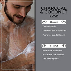 The Man Company Charcoal Soap with Coconut | Detoxes & Nourishes | Infused With Charcoal & Coconut | Toxin-free | Suitable For All Skin Types | Prevents Dryness | Removes Dead Skin - 100gm*2