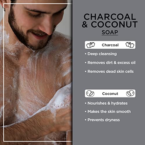 The Man Company Charcoal Soap with Coconut | Detoxes & Nourishes | Infused With Charcoal & Coconut | Toxin-free | Suitable For All Skin Types | Prevents Dryness | Removes Dead Skin - 100gm*2