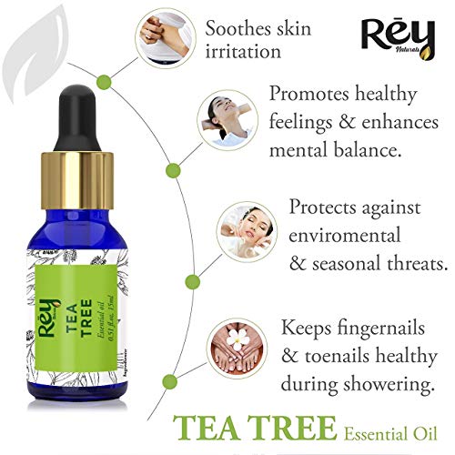 Rey Naturals Tea tree oil for Aromatherapy - Tea Tree Essential Oil for Healthy Skin, Face, and Hair - 100% Organic Remedy for Dandruff, Acne - 30 ml (15 ml x 2) super saver combo