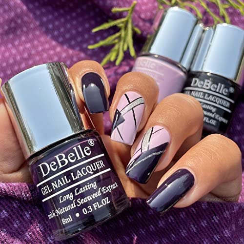 DeBelle Gel Nail Polish Royale' Viola (Dark Violet), 8 ml - Enriched with natural Seaweed Extract, cruelty Free, Toxic Free