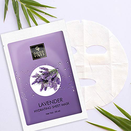 Good Vibes Lavender Hydrating Sheet Mask (Pack of 3) | Lightweight Hydrating Moisturizing Softening Face Serum Sheet Mask For All Skin Types | No Animal Testing