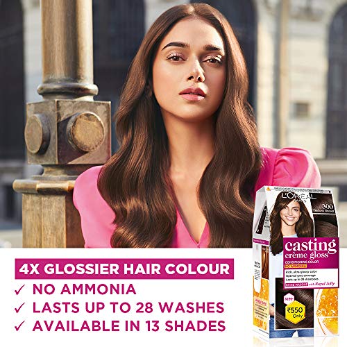 L'Oreal Paris Casting Crème Gloss Conditioning Hair Color, 87.5g + 72ml - Darkest Brown 300 (Pack of 1)