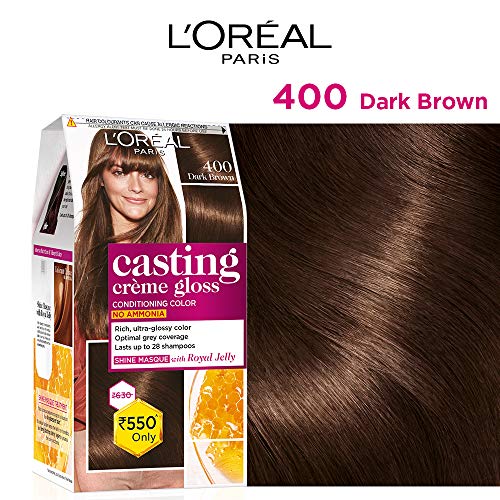 L'Oreal Paris Casting Crème Gloss Conditioning Hair Color, 87.5g + 72ml - Dark Brown 400 (Pack of 1)