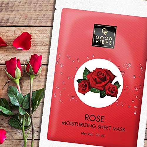 Good Vibes Rose Moisturizing Sheet Mask (Pack of 3) | Lightweight Hydrating Moisturizing Softening Face Serum Sheet Mask For All Skin Types | No Animal Testing