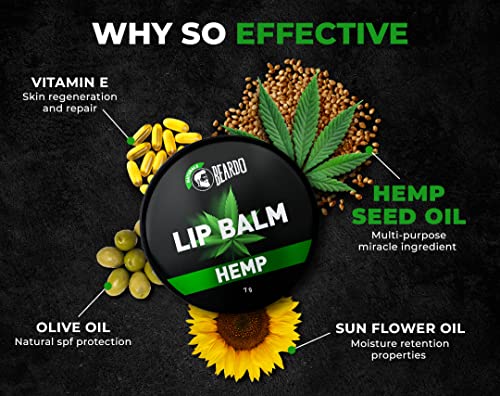 Beardo Hemp Lip Balm (7g) Lip Care for Dry & Chapped Lips | dark lips to lighten | moisturizes and repairs your lips