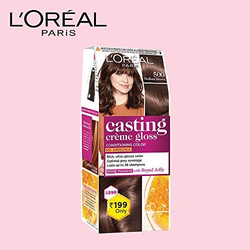 L'Oreal Paris Casting Crème Gloss Hair Colour - Small Pack, 500 Medium Brown, 45g