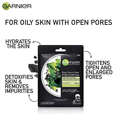 Garnier Skin Naturals Face Serum Sheet Mask Combo (Light Complete + Hydra Bomb Blue + Sakura White + Hydra Bomb Green + Charcoal) (Pack Of 5),208 g