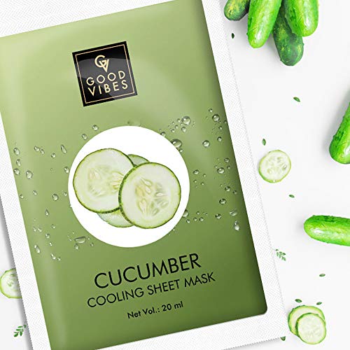 Good Vibes Cucumber Cooling Sheet Mask (Pack of 3) | Lightweight Hydrating Moisturizing Softening Face Serum Sheet Mask For All Skin Types | No Animal Testing