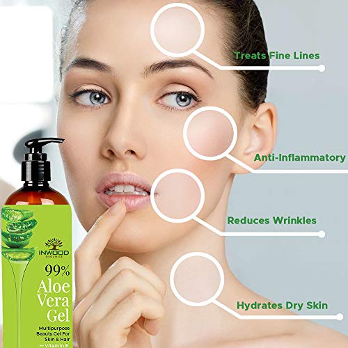 Inwood Organics 99% Pure & Organic Aloe Vera Gel for Face, Skin and Hair with Vitamin E | For All Skin & Hair Types | Multi-purpose Aloe Vera gel | 100% Vegan | Paraben Free - 200 ml