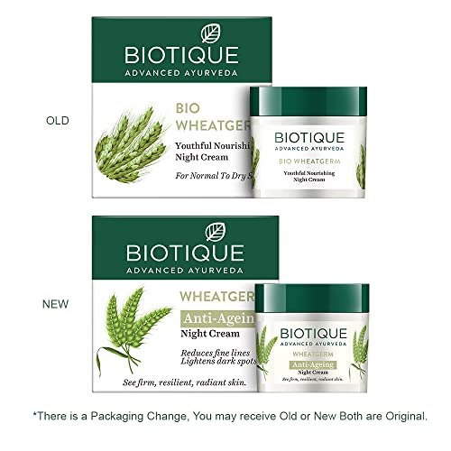 Biotique Wheat Germ Anti- Ageing Night Cream Reduces Fine Lines Lightens dark Spots, 50g