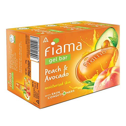 Fiama Gel Bar Peach and Avocado for moisturized skin, with skin conditioners, 125 g soap (Pack of 3)