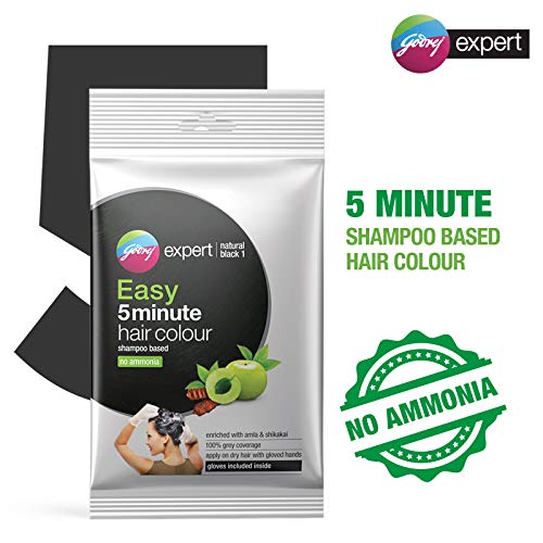 Godrej Expert Easy 5 Minute Shampoo Hair Colour Sachet - Natural Black 75ml , (Pack of 3)