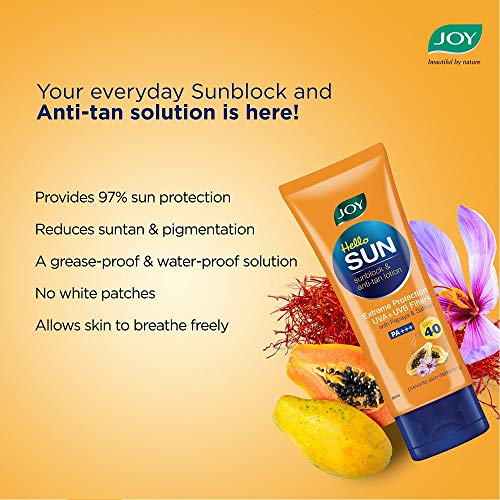 Joy Hello Sun Sunblock & Anti Tan Lotion Sunscreen SPF 40 PA+++,120ml