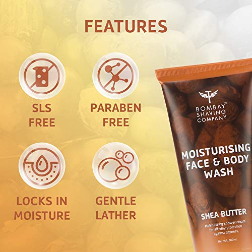 Bombay Shaving Company Moisturising Face & Body Wash with gentle, rich and healing Shea Butter for Dry Skin - 200 ml