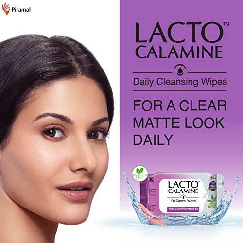 Lacto Calamine Oil Control Face Wipes with Neem, Vitamin B3 and Aloe Vera, No Parabens, Alcohol Free, White, 90 Count, Pack of 3