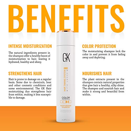 Gk Moisturizing Shampoo For Dry And Frizzy Hair Delivers Hydration And Nourishes Dry Brittle Hair Deeply With Natural Keratin And Seed Oils Extracts - Sulphate And Paraben Free Shampoo 300ml