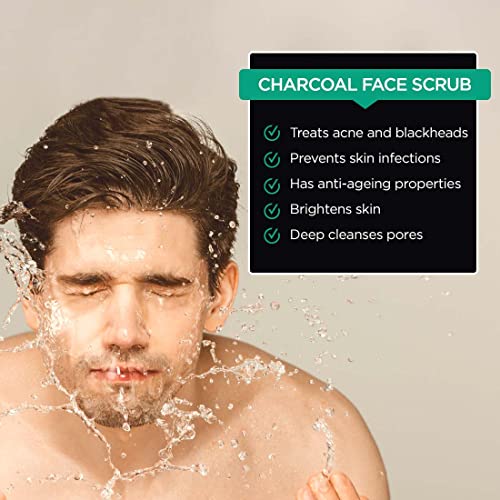 The Man Company Charcoal Tan Removal Face Scrub for Glowing Skin | Anti Acne, Blackhead Remover for Oily Skin, 75 Gm