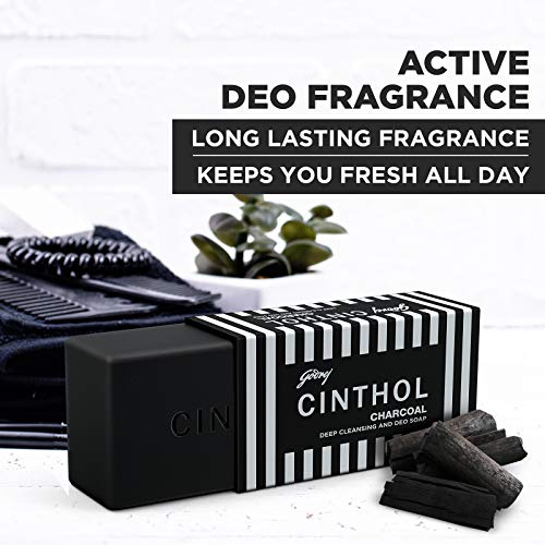 Cinthol Charcoal Deep Cleansing and Deo Bath Soap for Oil-free Skin, Pack of 3 (125g each)