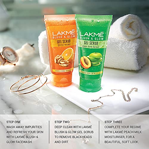 Lakmé Blush & Glow Green Apple Apricot Scrub, Gentle On Skin, Deep Cleansing Gel Scrub 100 g
