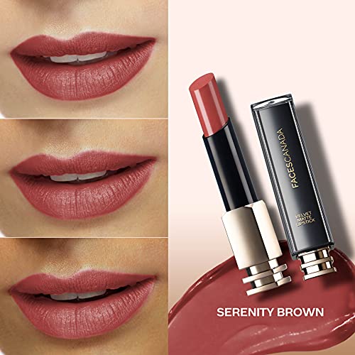 Faces Canada Velvet Matte Lipstick, Smooth one stroke intense color, Soft Matte finish, Enriched with Vitamin E, Hydrated lips all day, Brown Lip Color, Serenity Brown, 3.5 gm