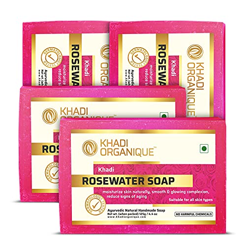 Khadi Organique Natural Herbal Rose Geranium Soap Pack of 4