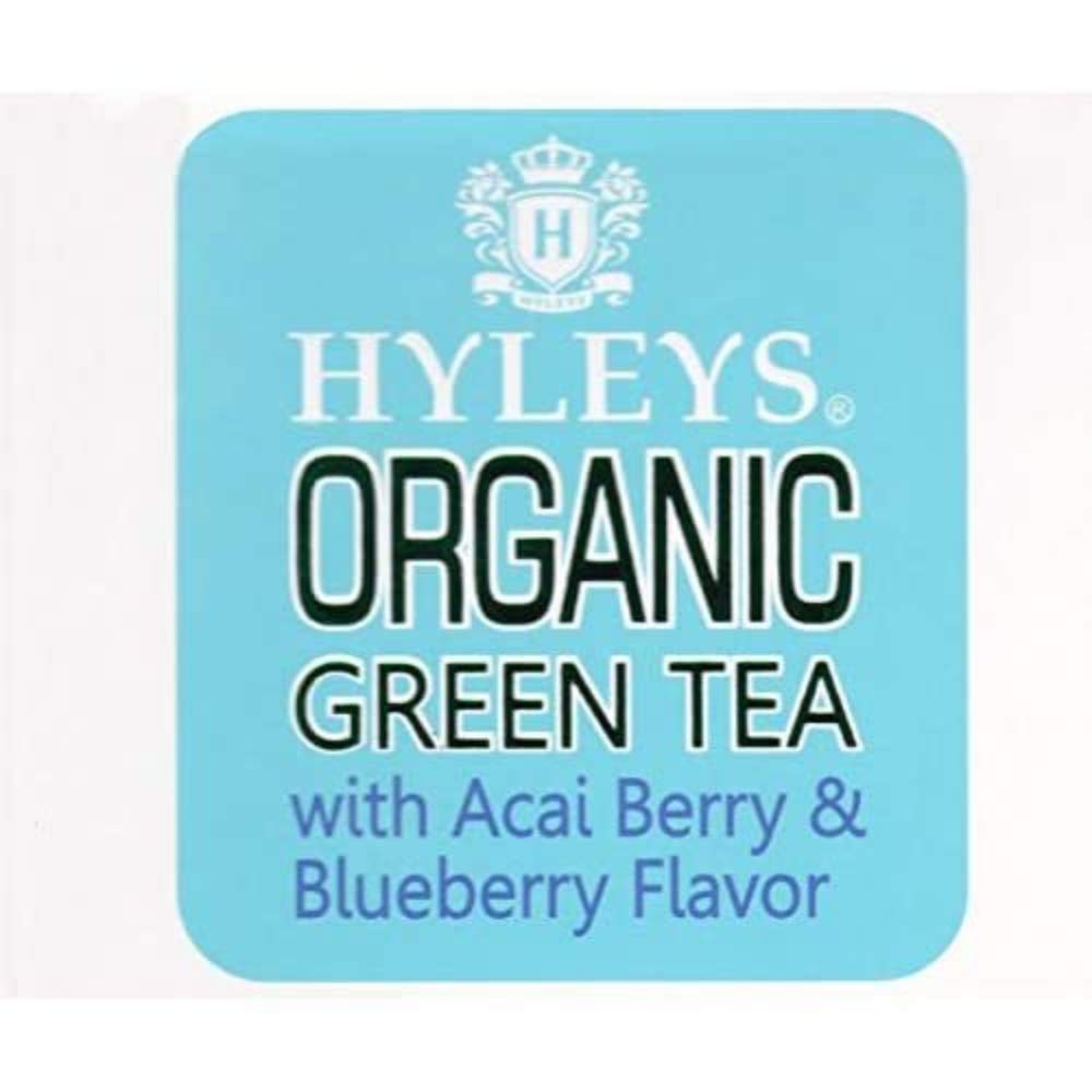 Hyleys Tea Organic Acai and Blueberry Flavor Green Tea - 25 Tea Bags (100% Natural, Sugar Free, Gluten Free and Non-GMO)