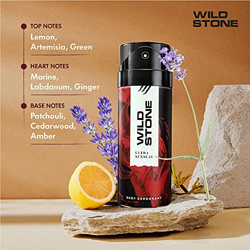Wild Stone Ultra Sensual Deodorants for Men, Long Lasting Intense Fragrance, Pack of 3 (150ml each)