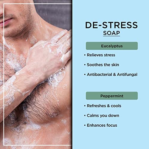 The Man Company Refreshing De-stress Soap Bar with Eucalyptus & Peppermint ( Combo Pack of 4 ) for Long-Lasting Freshness | Glowing, Soft & Supple Skin | Calms & Rejuvenates | Cooling Effect | Suitable For All Skin Types-100 gm - BUY 3 GET 1 FREE