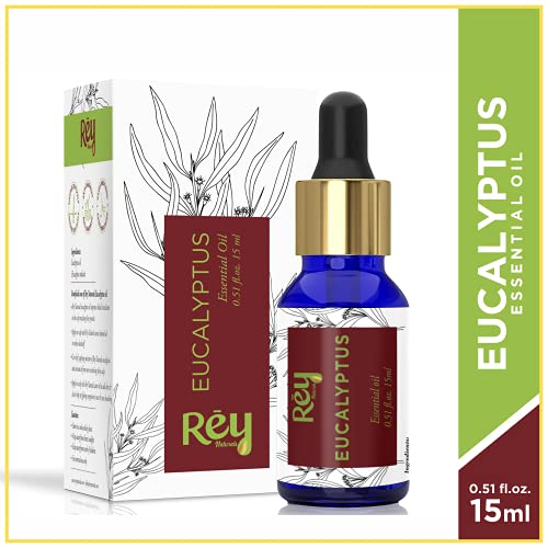 Rey Naturals Eucalyptus Oil, 15 ML 100% Natural For Aromatherapy & Aroma Diffusers For Massage Over Skin, Muscle & Joints