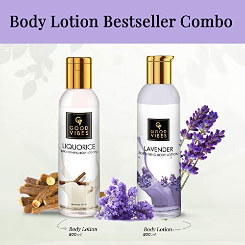 Good Vibes Body Lotions Bestsellers Combo (Liquorice Body Lotion 200 ml + Lavender Body Lotion 200 ml)