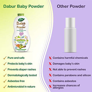 Dabur Baby Powder: No added Talc and Asbestos | Contains Oat Starch , Arrowroot Powder & Amba Haldi |Hypoallergenic & Dermatologically Tested with No Paraben & Phthalates - 300 g