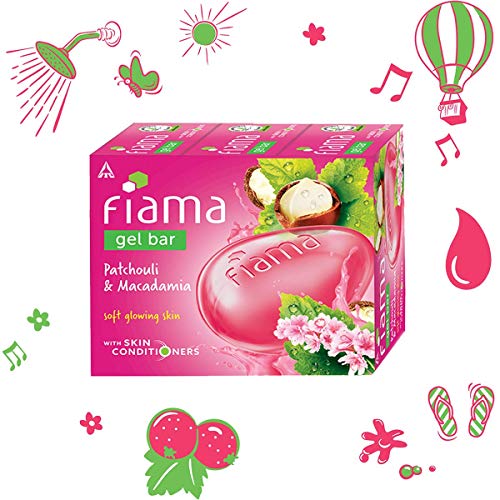 Fiama Gel Bar Patchouli and Macadamia for soft glowing skin, with skin conditioners, 125 g (Pack of 3)