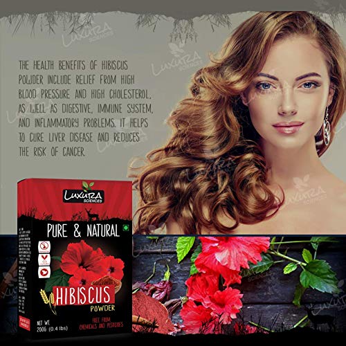 Luxura Sciences Hibiscus Powder For Hair Improvement 200 Grams, Hibiscus Flower Powder Natural.