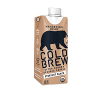 Wandering Bear Organic Straight Black Cold Brew Coffee On-the-Go, 11 fl oz, 1 pack - Extra Strong, Smooth, Organic, Unsweetened, Shelf-Stable, and Ready to Drink