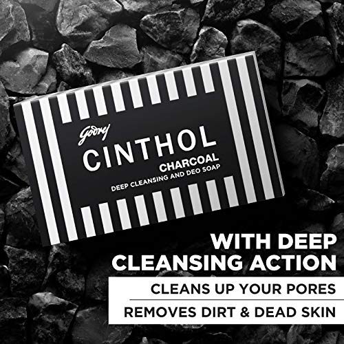 Cinthol Charcoal Deep Cleansing and Deo Bath Soap for Oil-free Skin, Pack of 3 (125g each)