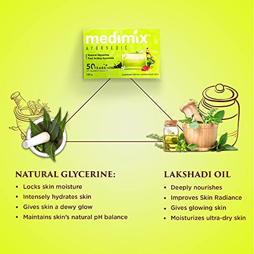 Medimix Ayurvedic Natural Glycerine Bathing Bar, 125 g (Pack of 3)