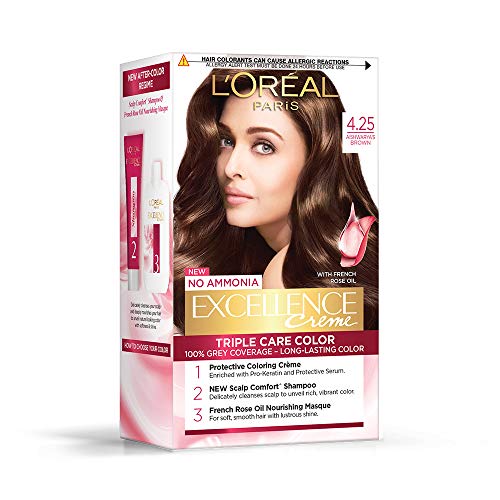 L'Oreal Paris Excellence Crème Conditioning Hair Color, 72ml + 100g - 4.25 Aishwarya's  Brown (Pack of 1)