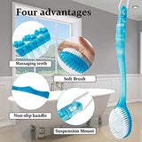 Electomania® Body Bath Shower Back Brush Massager Spa Scrubber Long Handle with Super Soft Bristles Back Scrubber Wholesome Dry Skin Bath Brush (Blue)