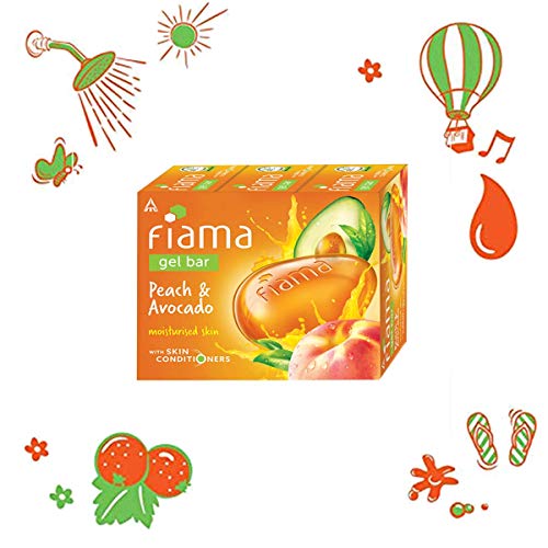 Fiama Gel Bar Peach and Avocado for moisturized skin, with skin conditioners, 125 g soap (Pack of 3)
