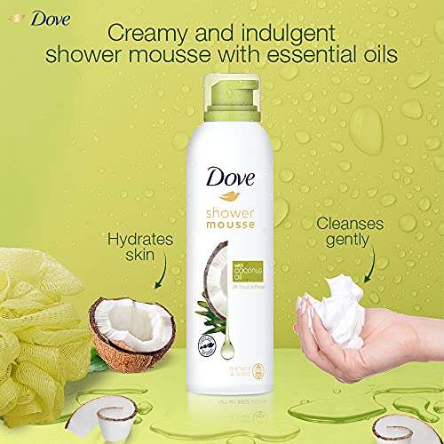 Dove Creamy Shower & Shaving Mousse, Infused with Coconut Oil for Nourishment & Moisture, 24 Hour Softness, Sulphate Free, 200 ml