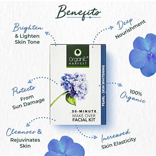 Organic Harvest Pearl Skin Whitening Facial Kit For Women / Men | 5 Easy Steps | Remove Dead Skin, brightens & Lightens Skin Tone | Idea For All Skin Type | Paraben , Sulphate & Chemical Free (Pearl, Pack of 3, 50gm Each)